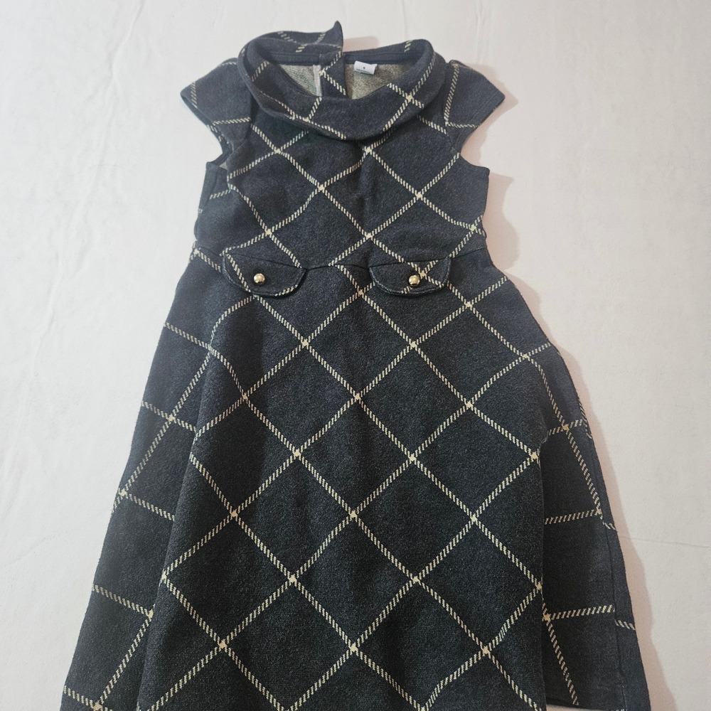 Janie and Jack Sunshine Ave Plaid Knit Dress~Size 5~EUC